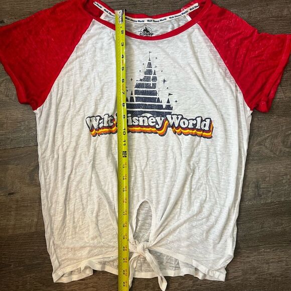 Walt Disney World Graphic Print Tee Tie Front Short Sleeve White Red Size XXL - Picture 7 of 13